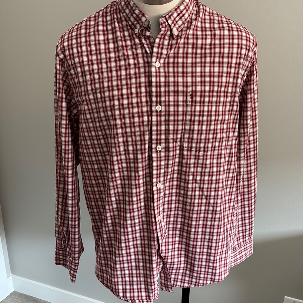 Izod Red and White Casual Button Down Shirt